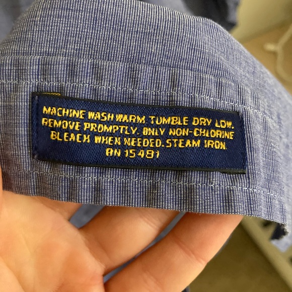 Men’s Tommy Hilfiger Cotton Button Down Dress Shirt 16 1/2 - 33 Blue long sleeve - Picture 3 of 4